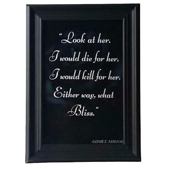 Addams Family Gomez Morticia Vintage  Gothic horror goth love quote framed art - Picture 3 of 3